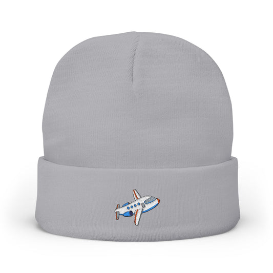 Airplane Embroidered Knit Beanie